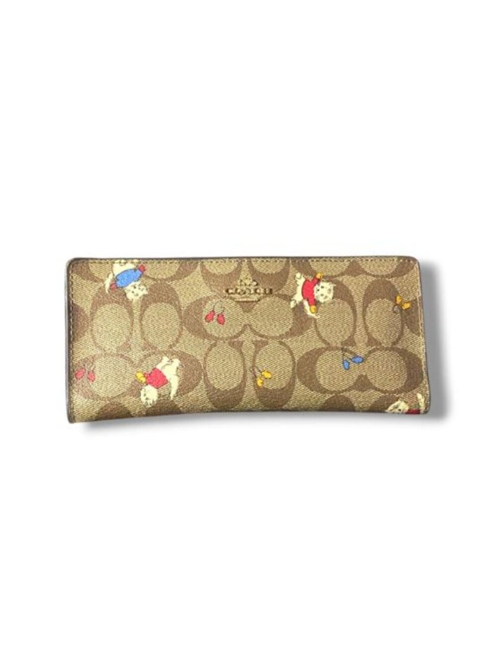 COACH - Slim Wallet In Signature Canvas With Cat Mittens Print - RARE